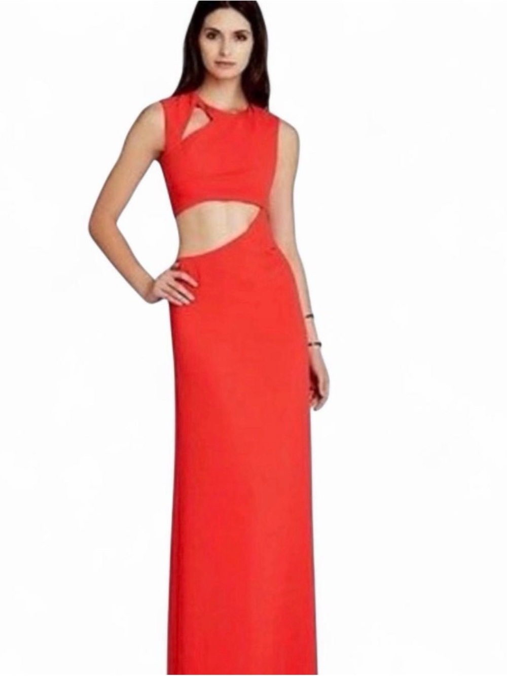 BCBGMaxAzria Red Cutout Maxi Gown